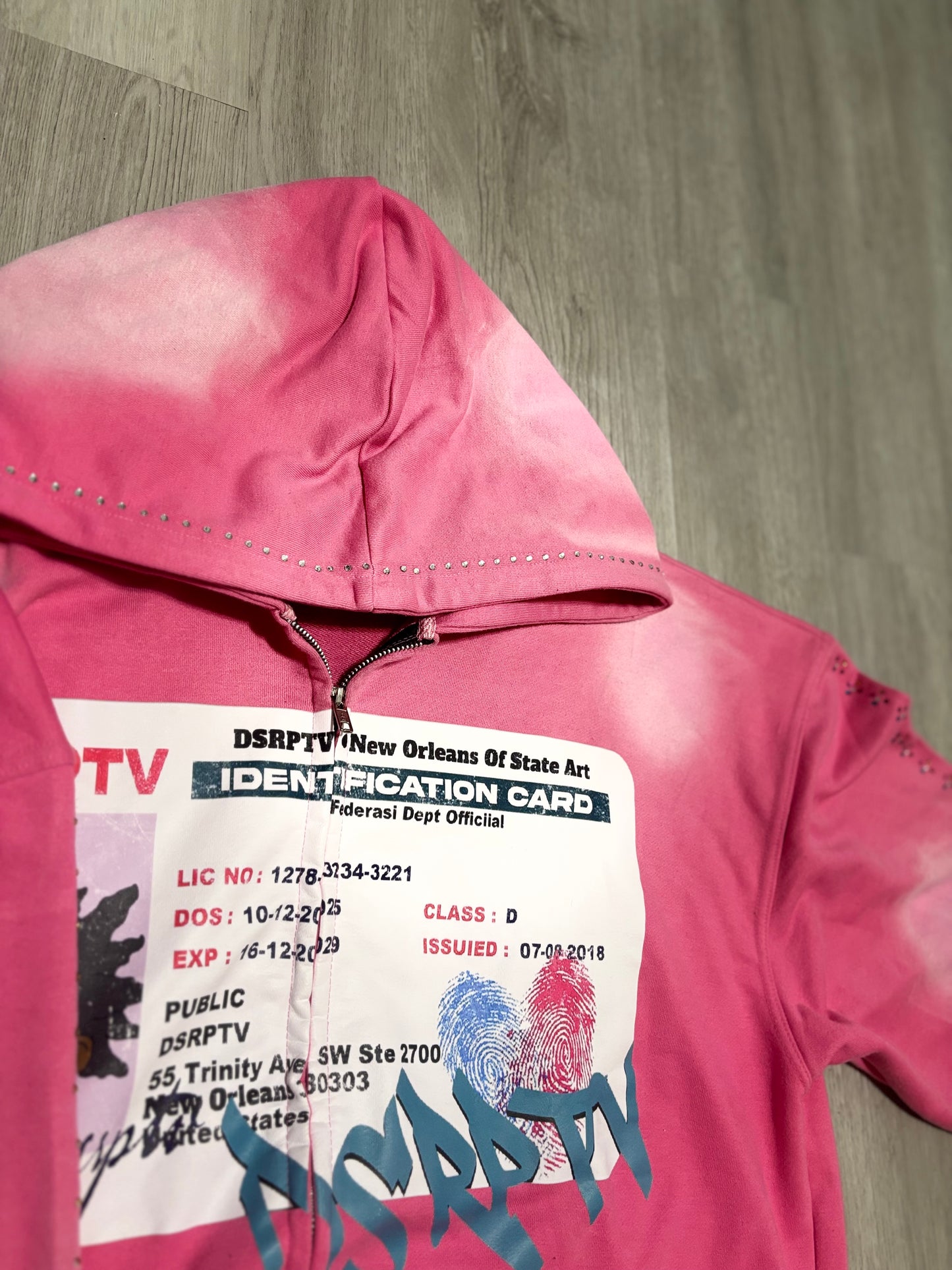Pink Identification Card Hoodies
